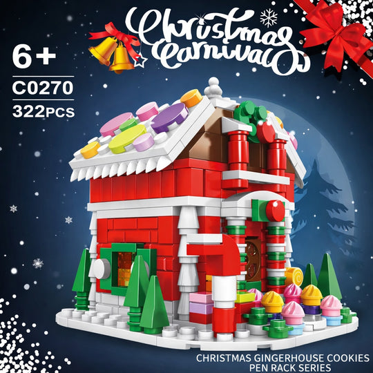 Set de Constructie cu Piese Tip Blocuri Constructie MiniBric Casa de Turta Dulce