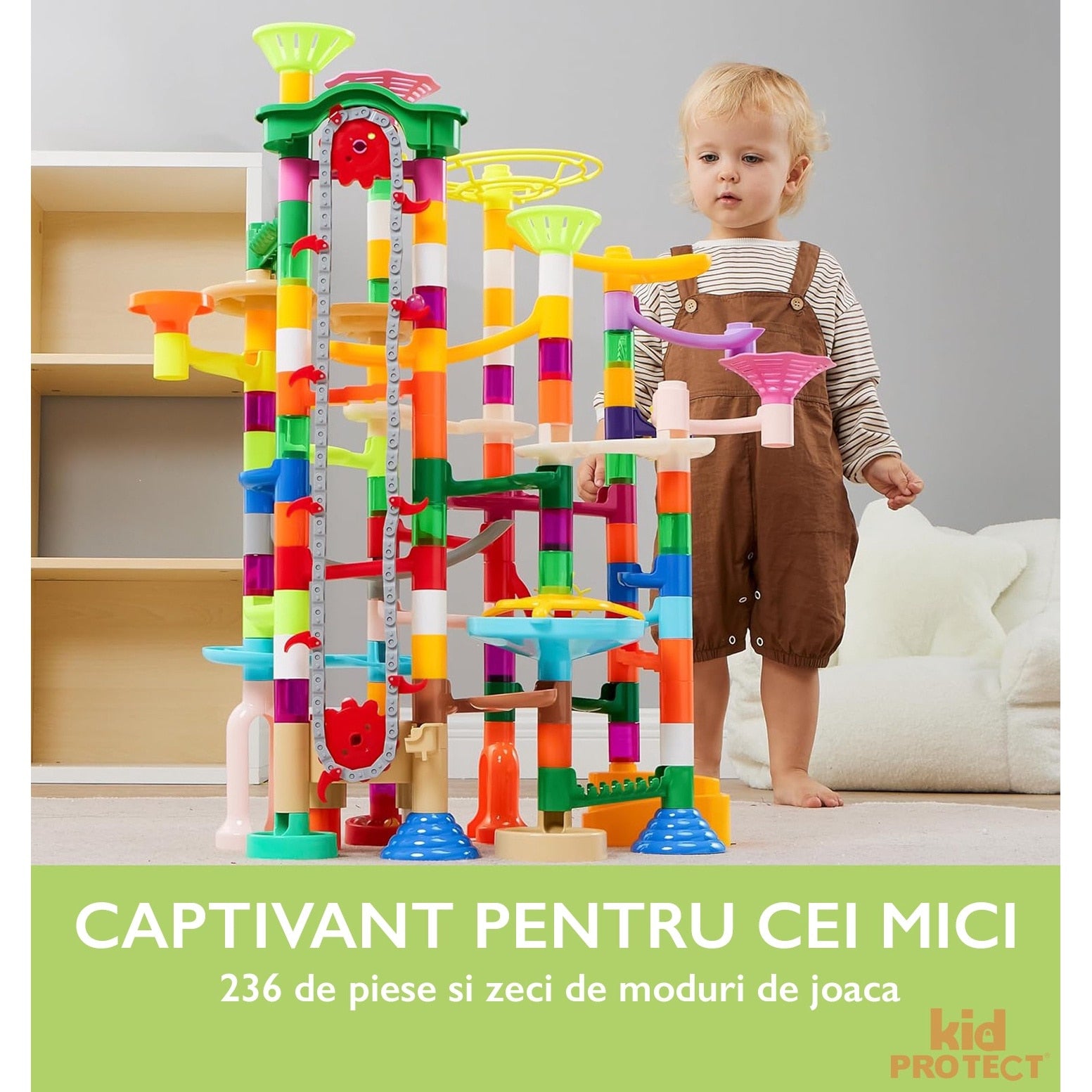 Set de Constructie cu Bile de Sticla Kidprotect Marble SphereCraft, 236 de Piese