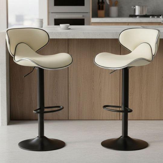 Set 2 x Scaun de Bar Inalt Cu Spatar KD Home Sky Vintage, Crem
