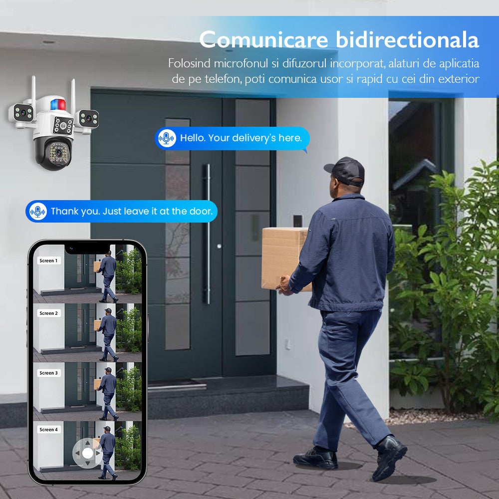 Camera de Supraveghere Cvadrupla Wireless CCTV Loosafe QuadView Sentinel, Negru