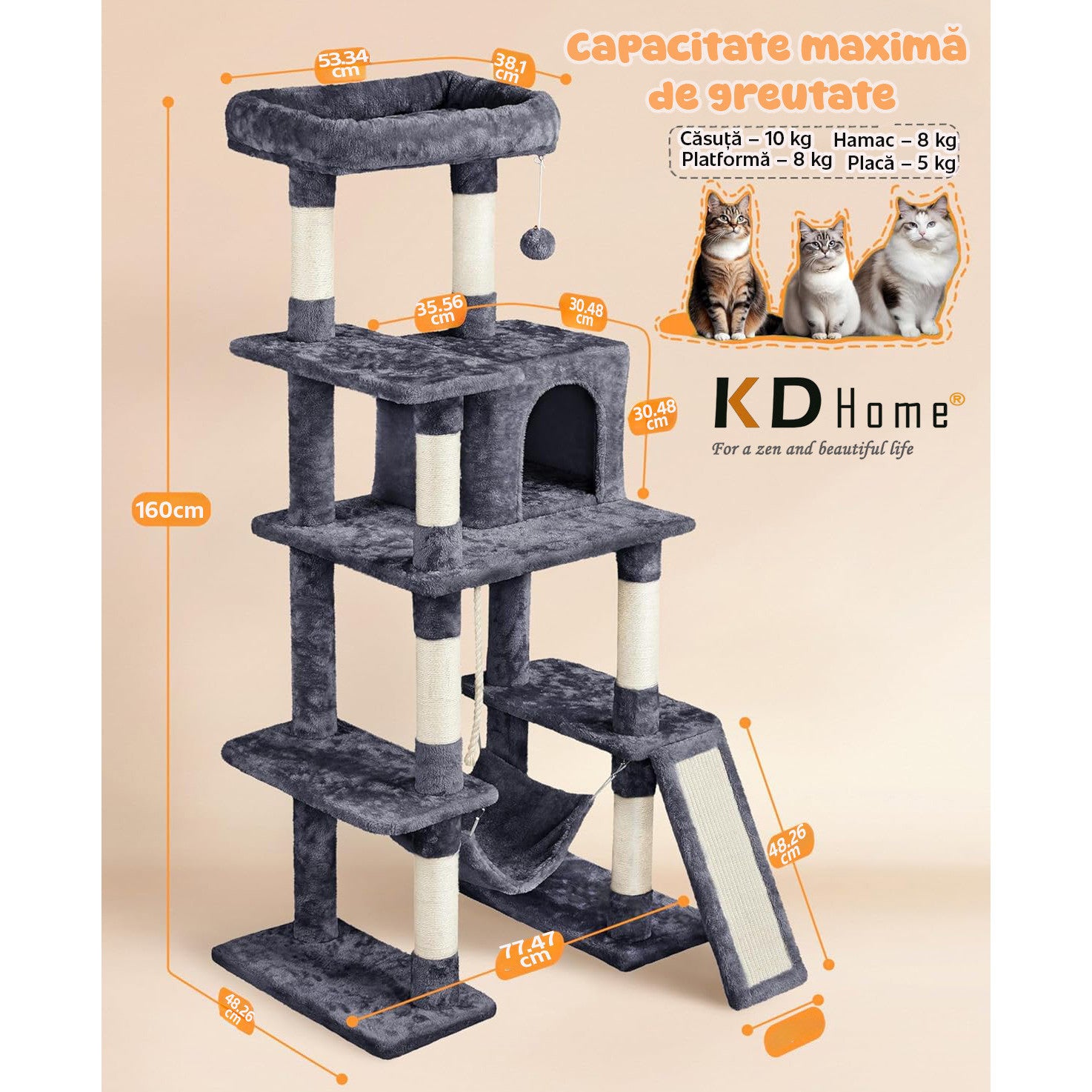 Ansamblu Joaca Pentru Pisici KD Home ClawCloud Loft