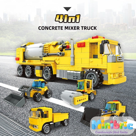 Set de Constructie cu Piese Tip Blocuri Constructie MiniBric Concrete Mixer Truck