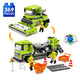 Set de Constructie cu Piese Tip Blocuri Constructie 369 Piese MiniBric 2 in 1 Mixer Truck & Road Roller