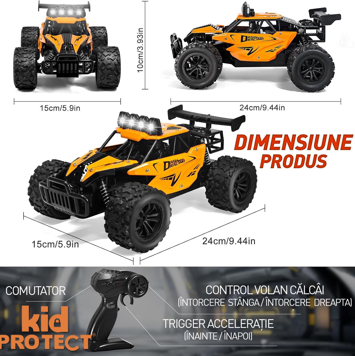 Masinuta cu Telecomanda 2-1 Kidprotect RockCrusher Buggy RC