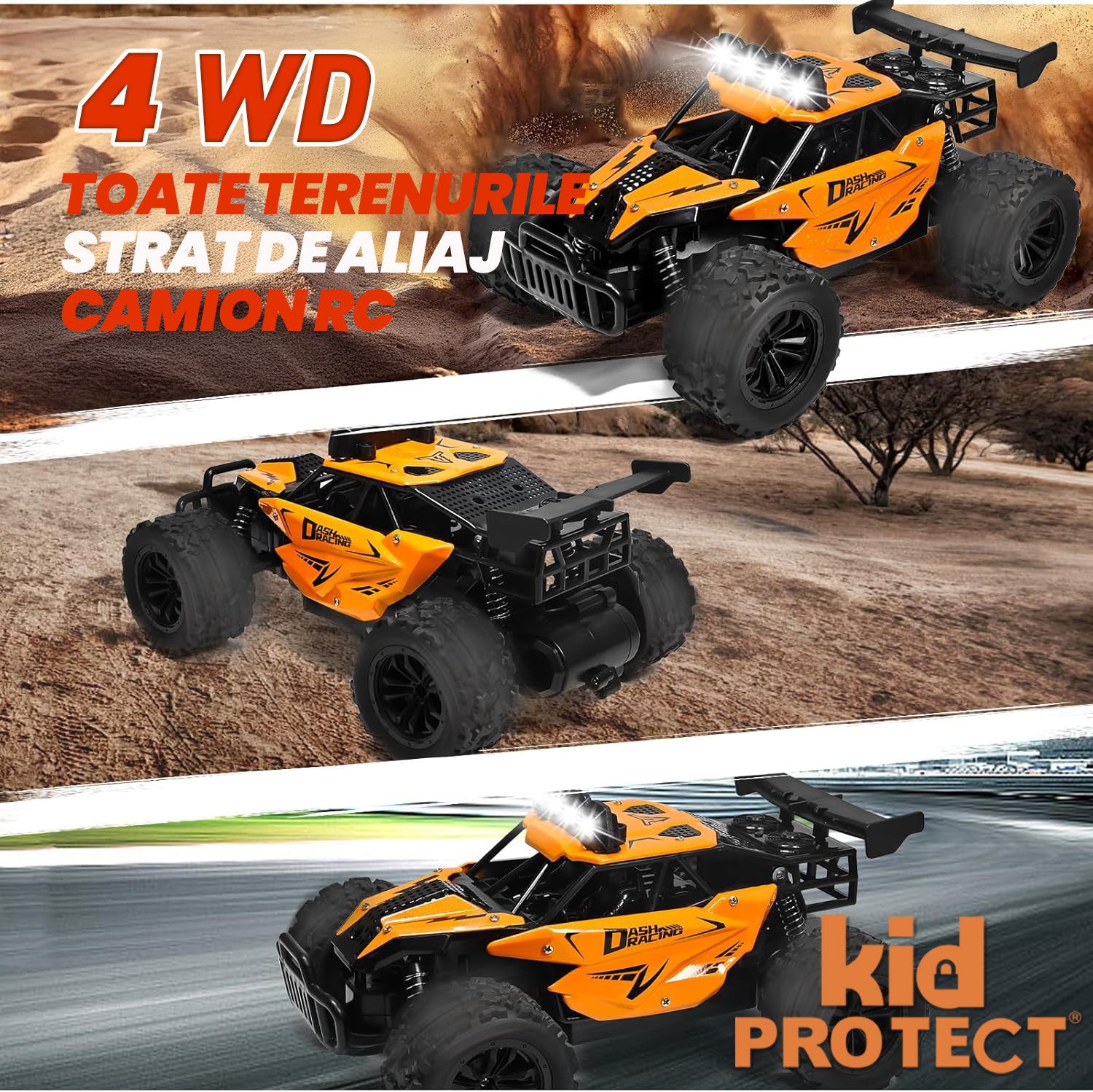 Masinuta cu Telecomanda 2-1 Kidprotect RockCrusher Buggy RC