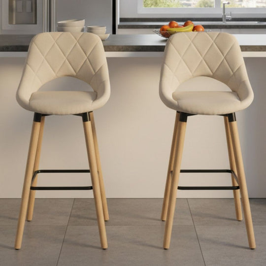 Set 2 x Scaun de Bar Inalt Premium KD Home BarLuxe Nova, Crem