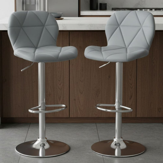 Set 2 x Scaun de Bar Inalt Cu Spatar KD Home Velvet Rise 360, Gri