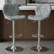 Set 2 x Scaun de Bar Inalt Cu Spatar KD Home Velvet Rise 360, Gri