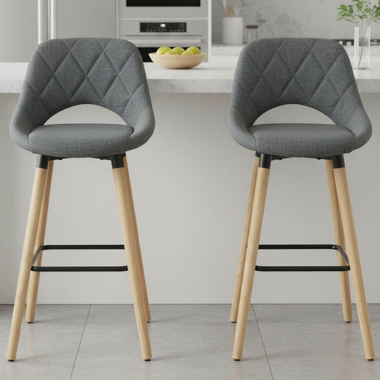 Set 2 x Scaun de Bar Inalt Premium KD Home BarLuxe Nova, Gri
