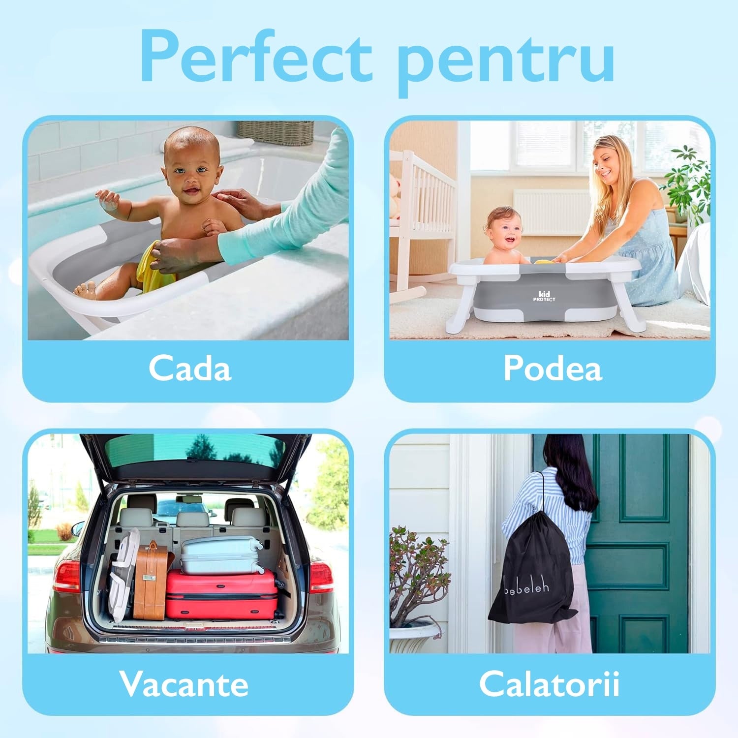 Cadita Pliabila Dublu Bebelusi cu Pernuta KidProtect Smally