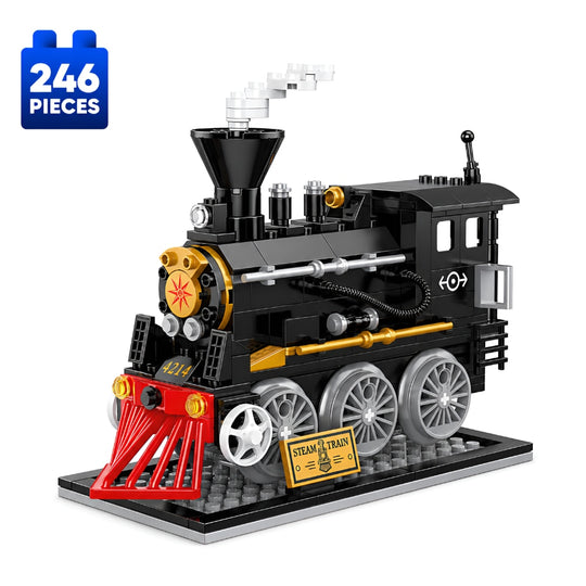Set de Constructie cu Piese Tip Blocuri Constructie 246 Piese MiniBric Steam Train