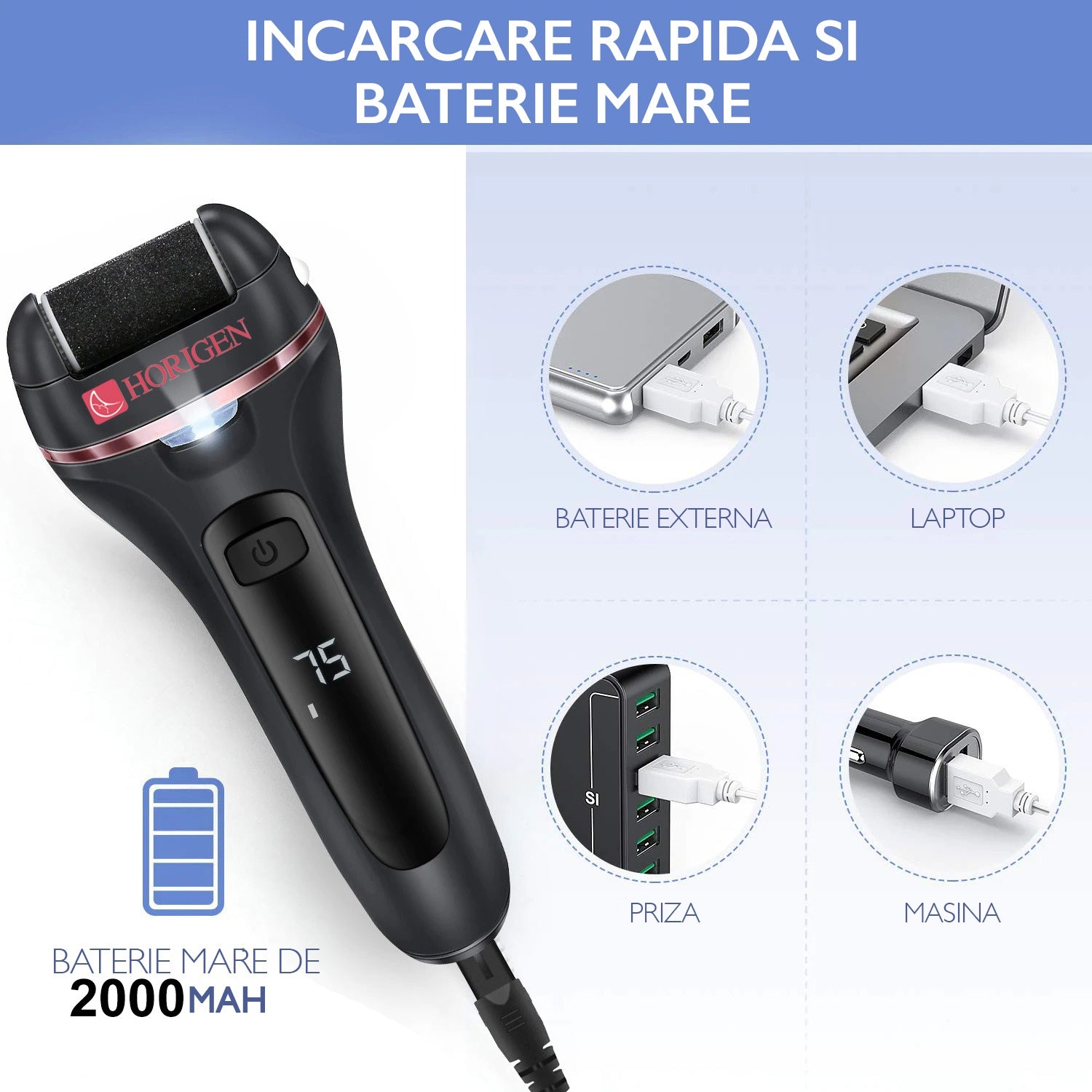 Set Pila Electrica Horigen V-605 Pentru Talpi Si Calcaie