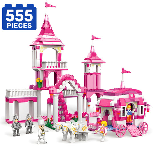 Set de Constructie cu Piese Tip Blocuri Constructie 555 Piese MiniBric Royal Carriage Palace
