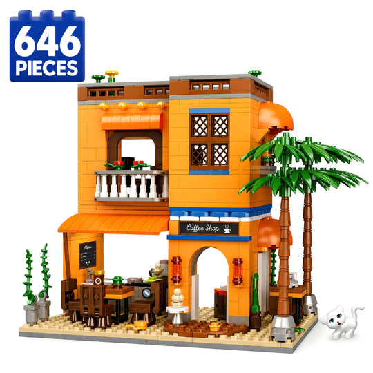 Set de Constructie cu Piese Tip Blocuri Constructie 646 Piese MiniBric Café Terra