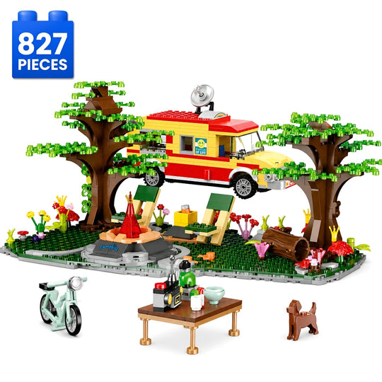 Set de Constructie cu Piese Tip Blocuri Constructie 827 Piese MiniBric Van Trip