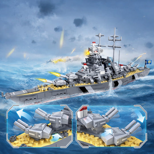 Set de Constructie cu Piese Tip Blocuri Constructie MiniBric Combat Warship Building Set