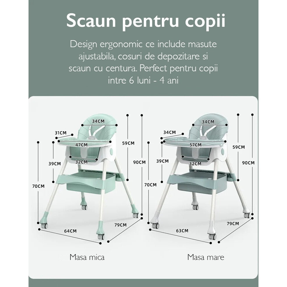 Scaun de Masa 3 in 1 pentru Bebelusi si Copii, KidProtect