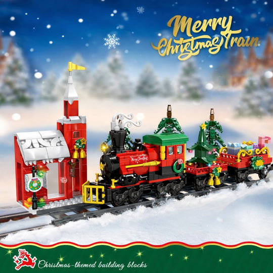 Set de Constructie cu Piese Tip Blocuri Constructie MiniBric Santa Express Train