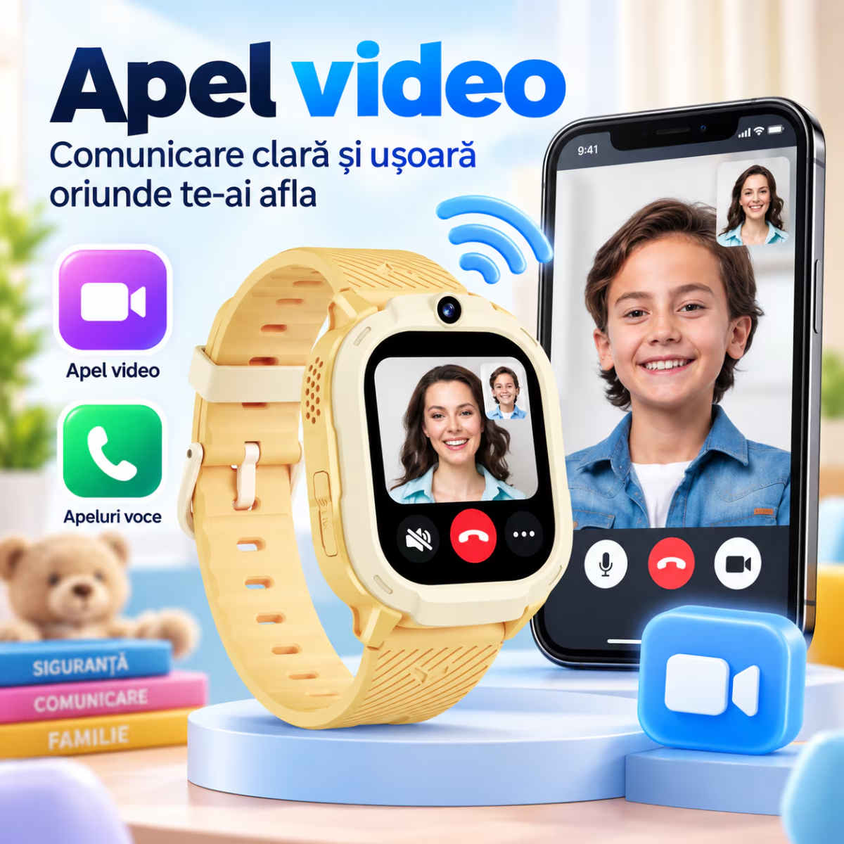 Ceas Smartwatch Copii Cu Localizare GPS Si Telefon Techone T70 Mini Go, Negru