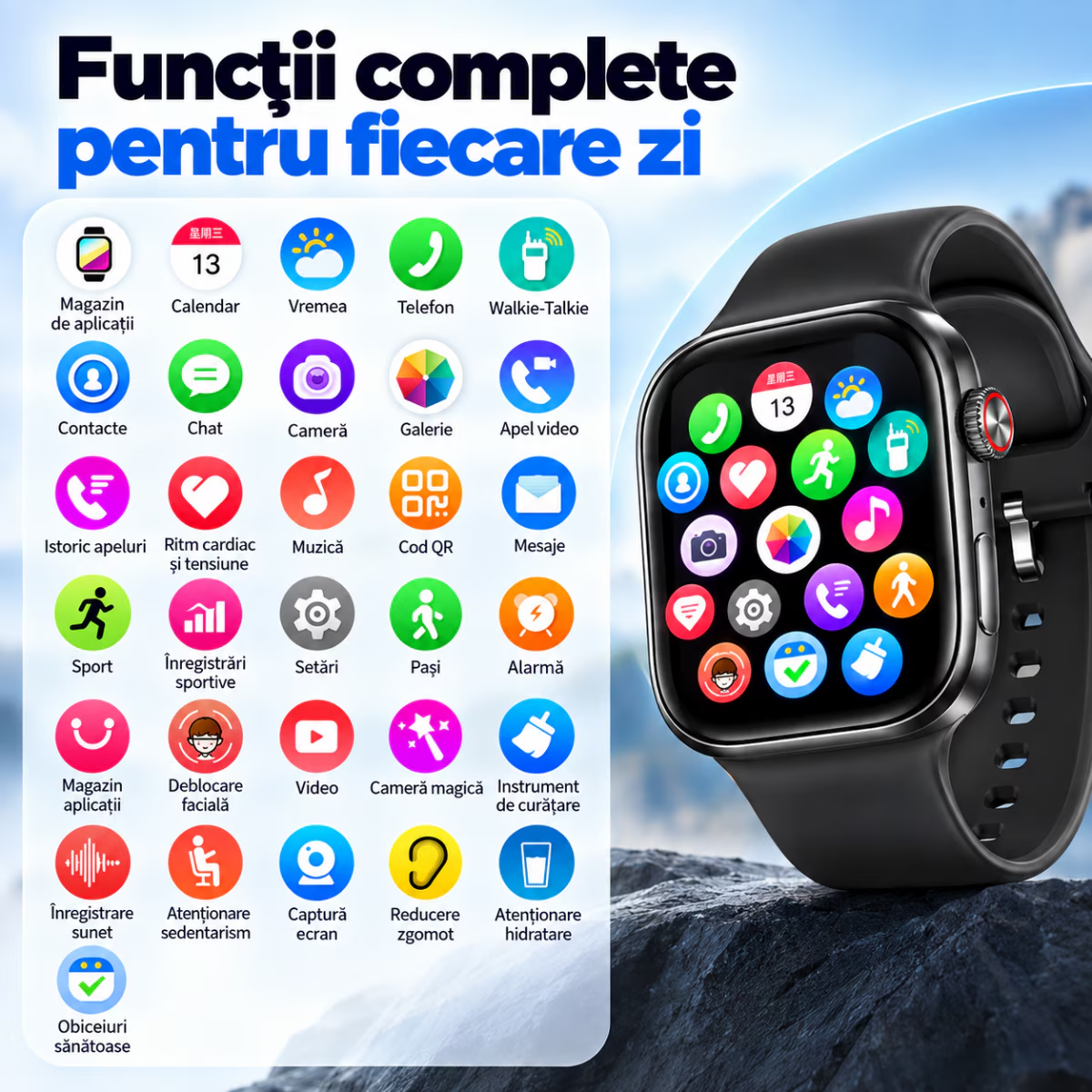 Ceas Smartwatch Copii Cu Localizare GPS Si Telefon Techone T72 Pro Teen Guard, Negru