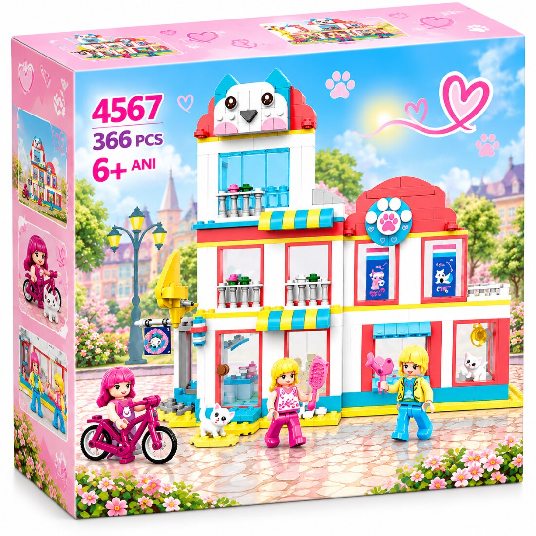 Set de Constructie cu Piese Tip Blocuri Constructie 366 Piese MiniBric Grooming Salon, 4571