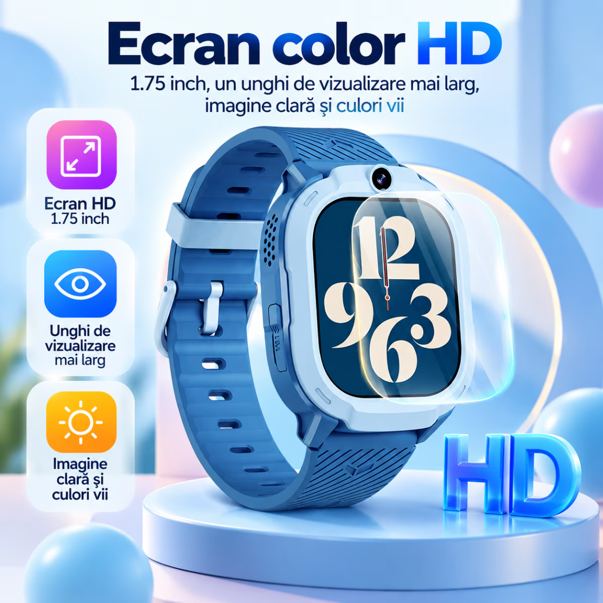 Ceas Smartwatch Copii Cu Localizare GPS Si Telefon Techone T70 Mini Go, Albastru