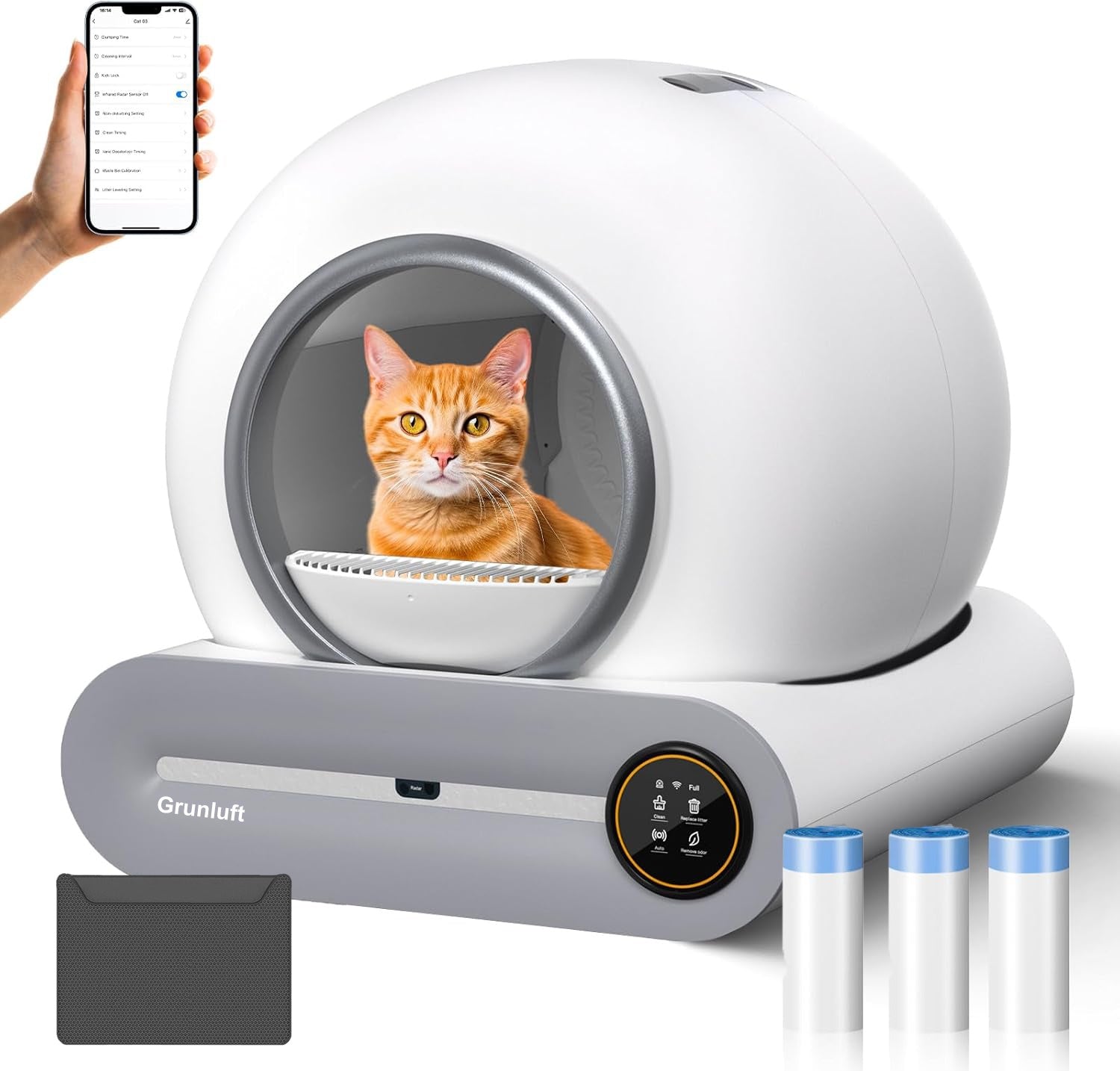 Litiera Automata Smart Pisici Grunluft® PurrfectLitter, alb