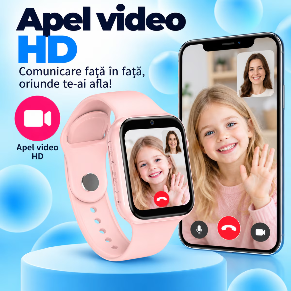 Ceas Smartwatch Copii Cu Localizare W-Fi/LBS Si Telefon Techone X02 Junior, Negru