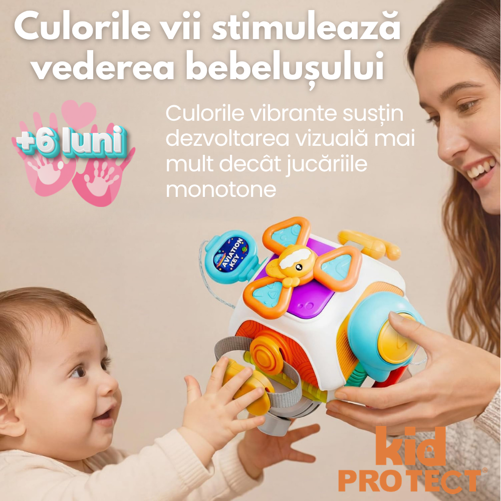 Jucarie Interactiva Bebelusi Montessori KidProtect SmartPlay Cube