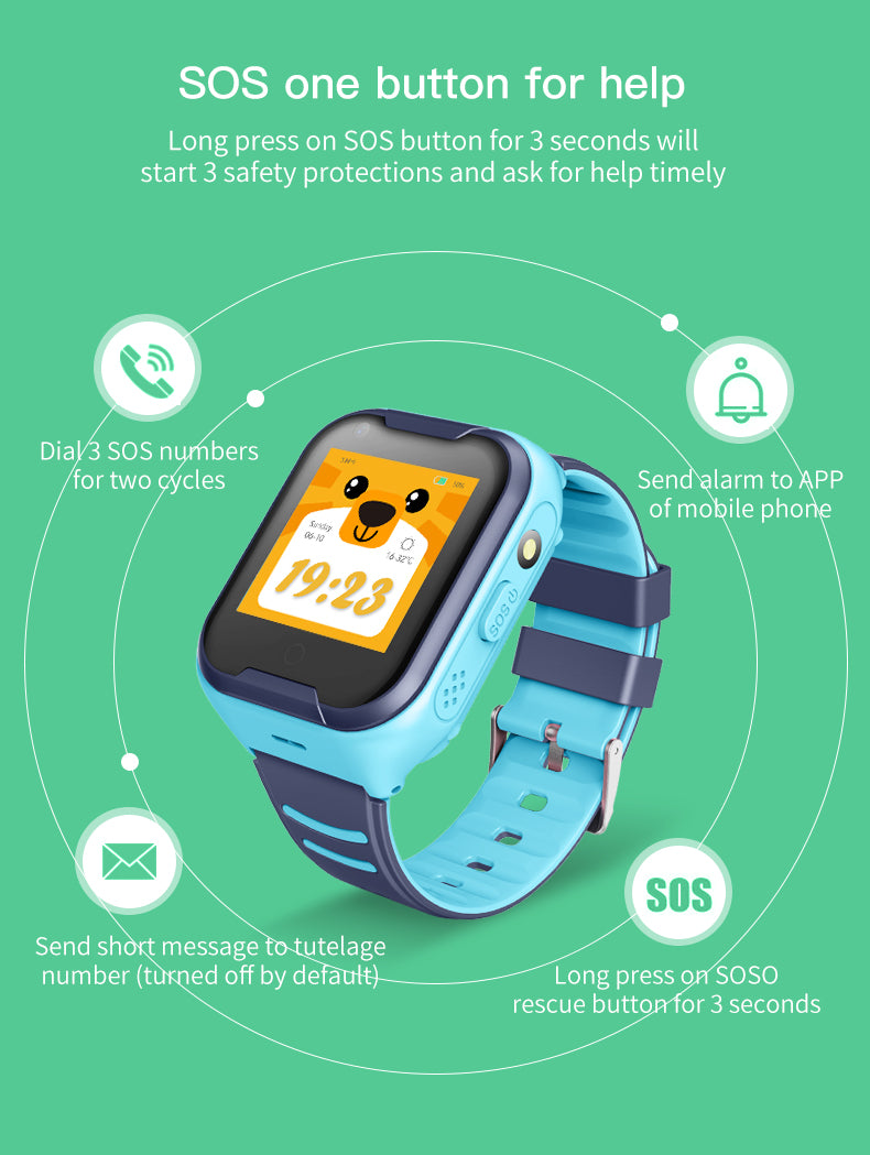 Ceas smartwatch GPS copii Techone KT11 4G, Albastru