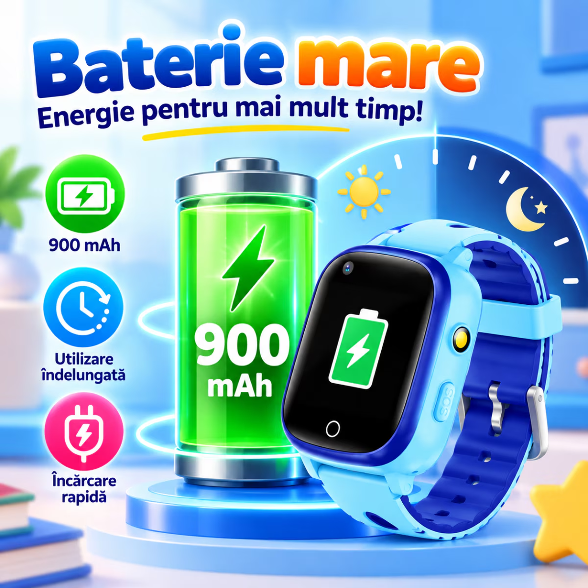 Ceas Smartwatch Copii Cu Localizare GPS Si Telefon Techone T5S Vital Guard, Negru