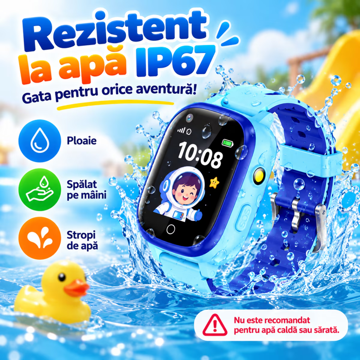 Ceas Smartwatch Copii Cu Localizare GPS Si Telefon Techone T5S Vital Guard, Albastru