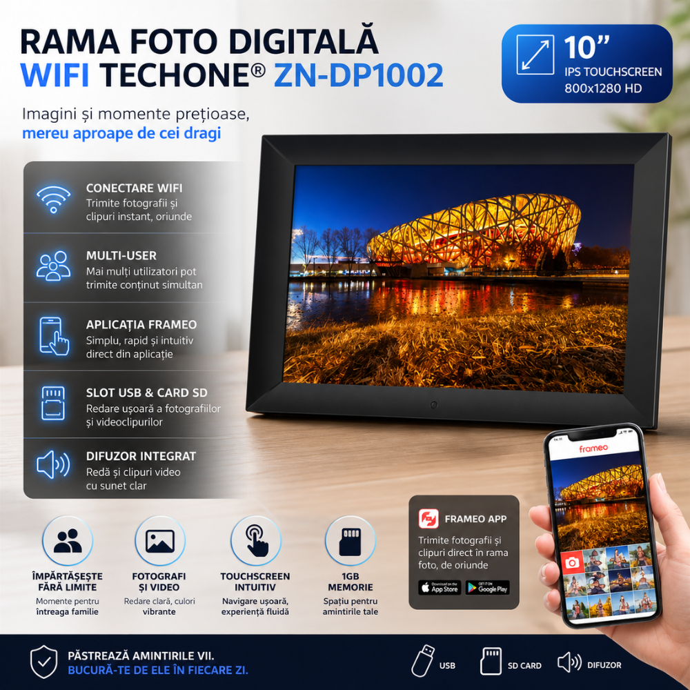 Rama Foto Digitala WIFI Techone ZN-DP1002 10 inch