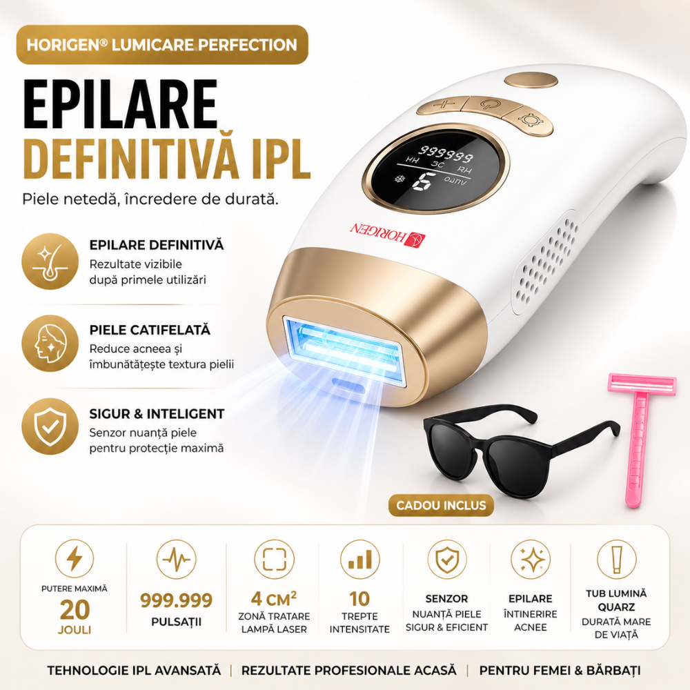 Epilator IPL Horigen LumiCare Perfection, Alb