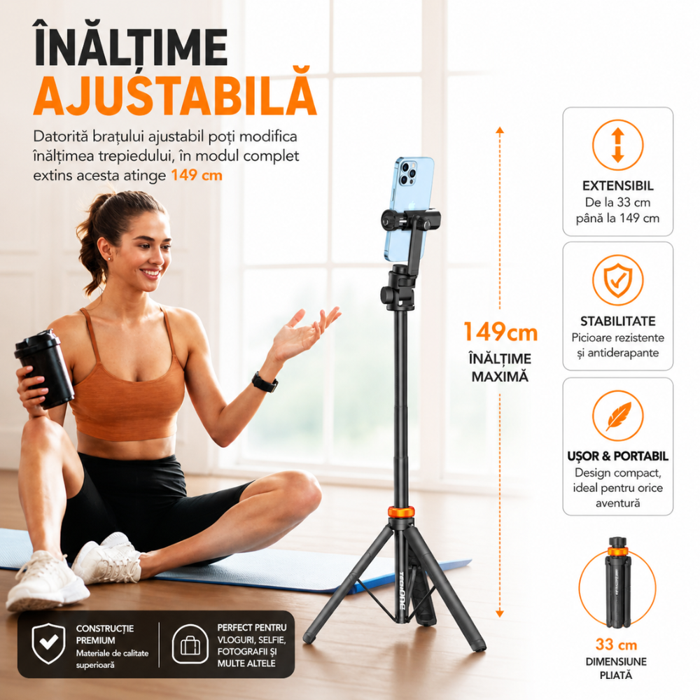 Trepied foto telescopic premium profesional Techone Photo Buddy AKJ-01