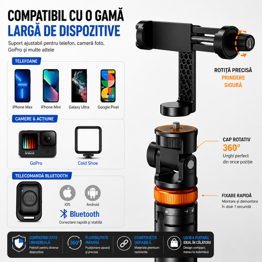 Trepied foto telescopic premium profesional Techone Photo Buddy AKJ-01