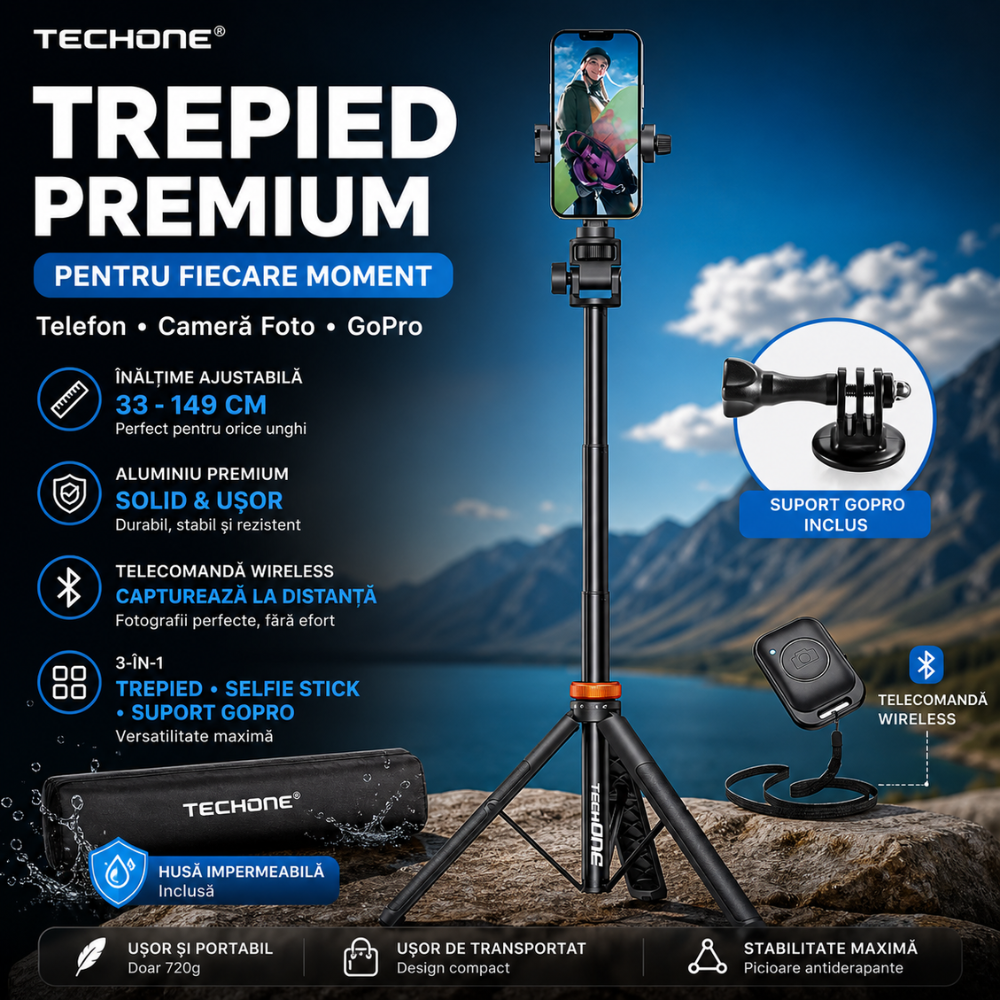 Trepied foto telescopic premium profesional Techone Photo Buddy AKJ-01