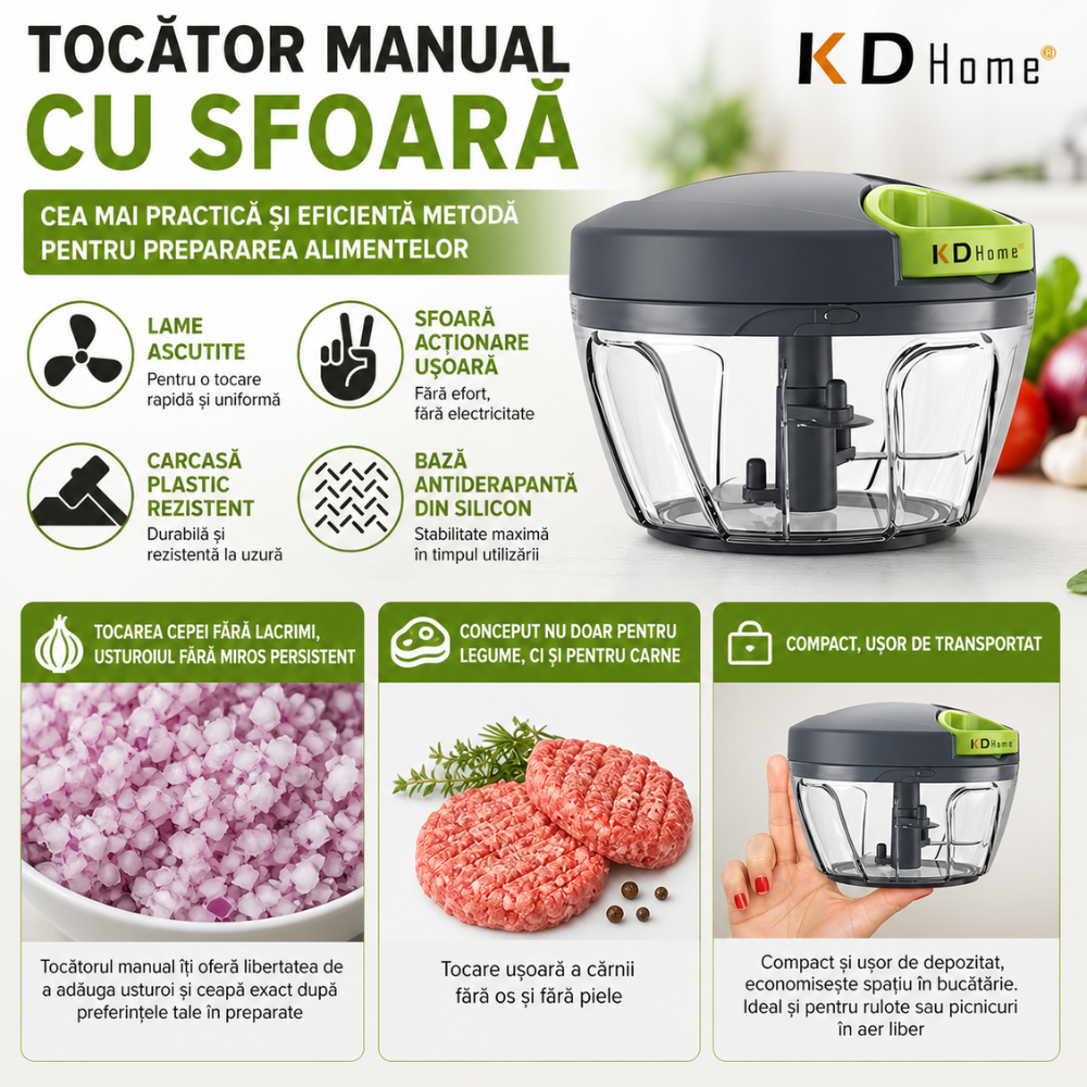 Tocator de Legume Manual Profesional KD Home ChopChop