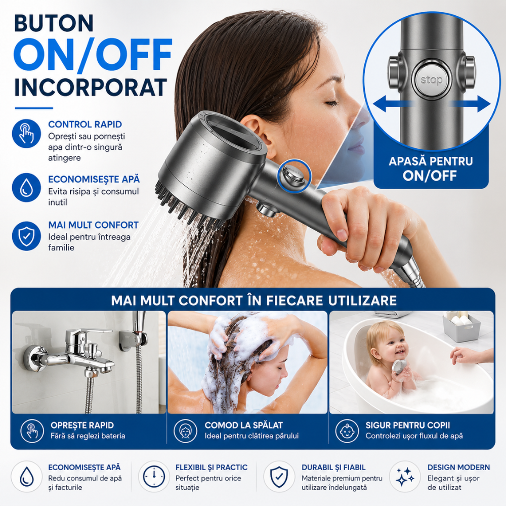 Para Cap de Dus Topaqua HydroMist, Gri