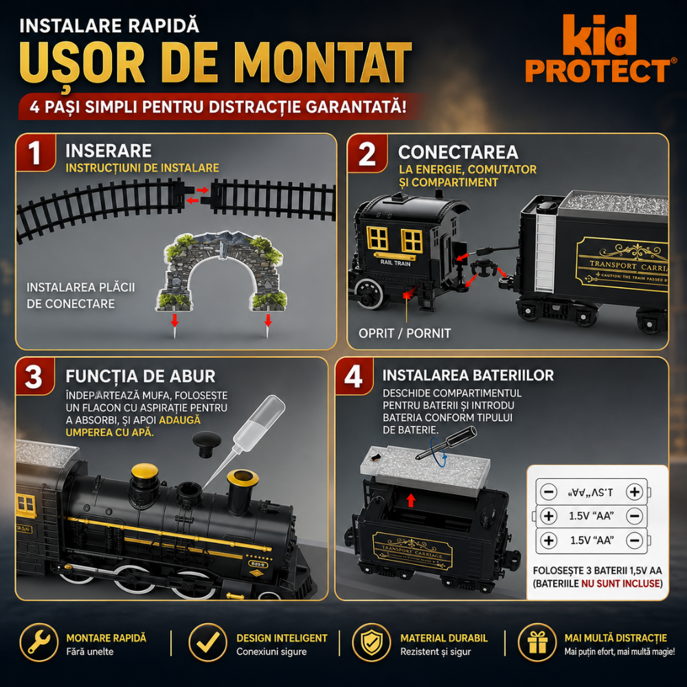 Circuit Trenulet de Jucarie Electric Retro Copii KidProtect Polar Express