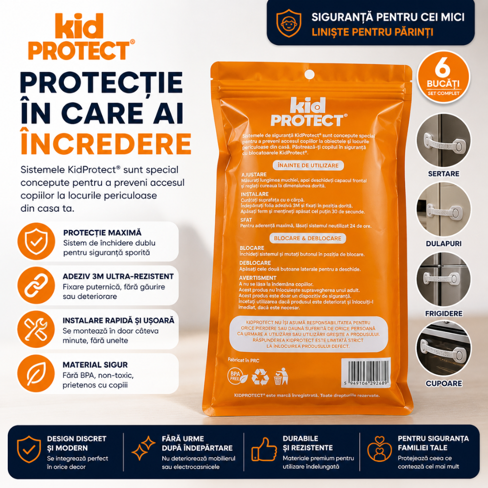 Siguranta usi copii, KidProtect set 6 bucati