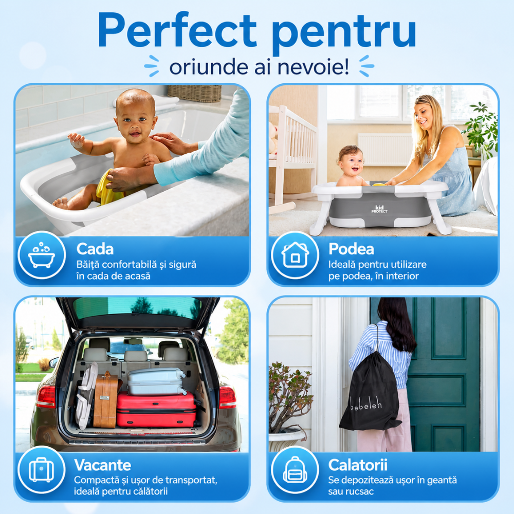 Cadita Pliabila Dublu Bebelusi cu Pernuta KidProtect Smally