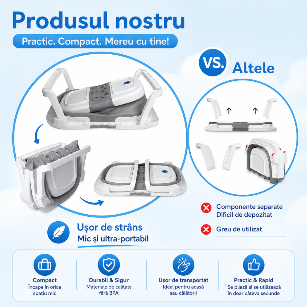 Cadita Pliabila Dublu Bebelusi cu Pernuta KidProtect Smally
