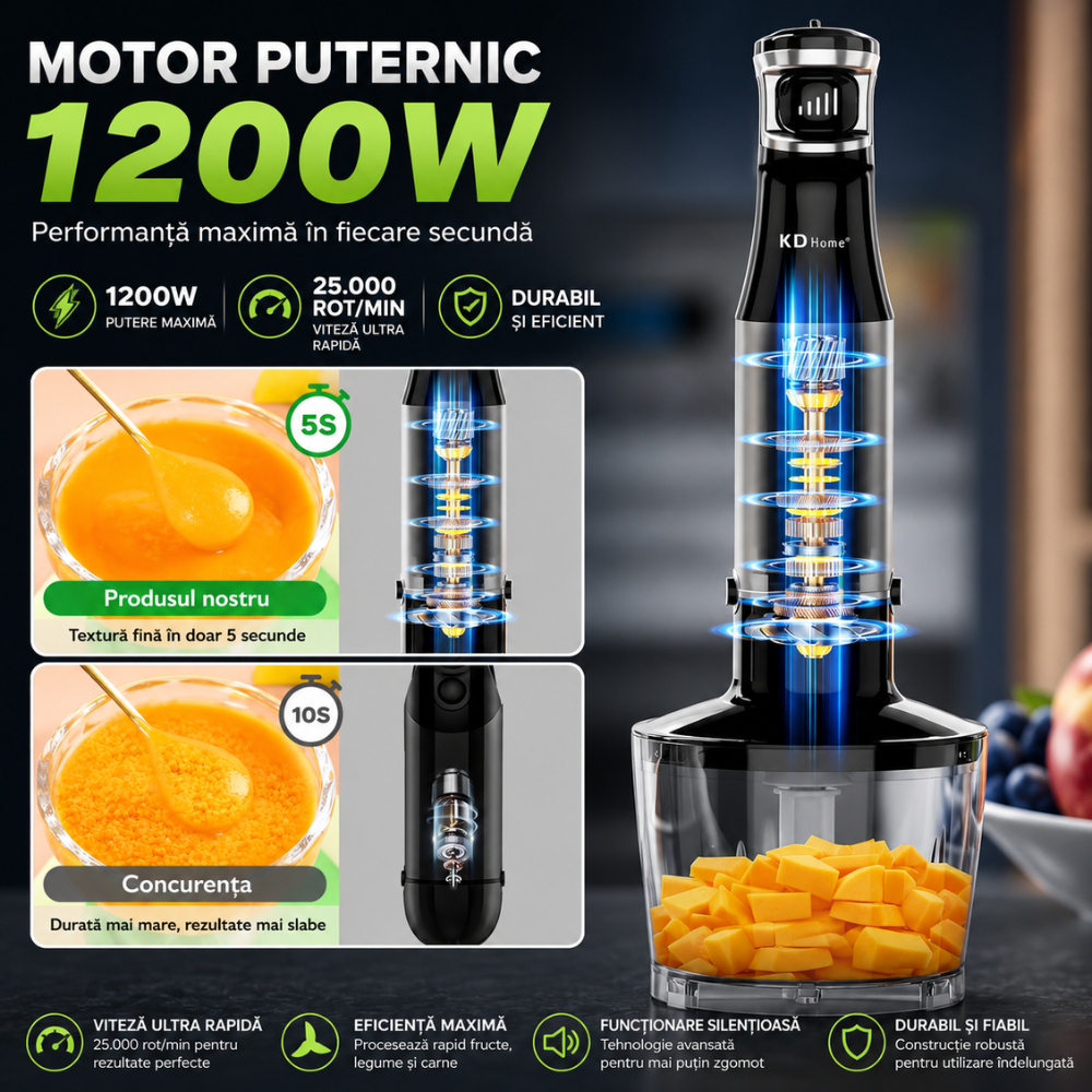 Set Mixer Vertical tip Blender 5 in 1 KD Home Immersion Blend
