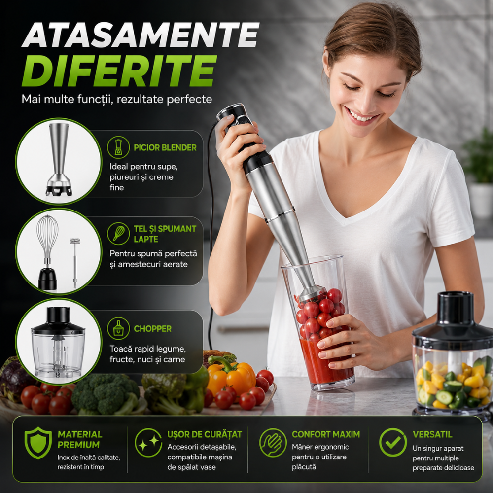 Set Mixer Vertical tip Blender 5 in 1 KD Home Immersion Blend