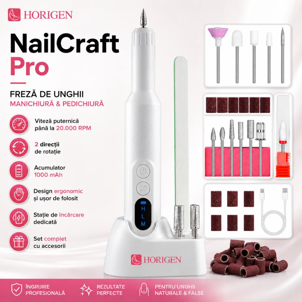 Freza De Unghii Portabila Manichiura - Pedichiura, Horigen NailCraft Pro