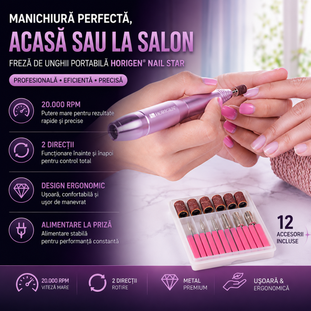 Freza de unghii portabila manichiura-pedichiura, Horigen Nail Star