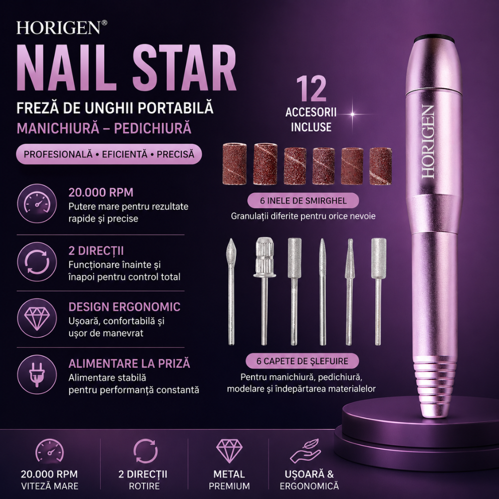 Freza de unghii portabila manichiura-pedichiura, Horigen Nail Star