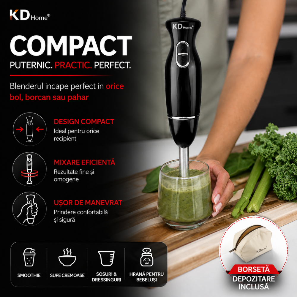 Mixer Vertical tip Blender KD Home VertiBlend, Negru