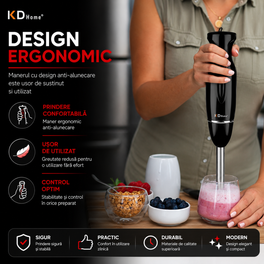 Mixer Vertical tip Blender KD Home VertiBlend, Negru
